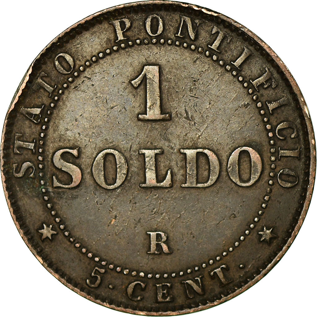 Munten, Italiaanse staten, PAPAL STATES, Pius IX, Soldo, 1867, Rome, ZF+
