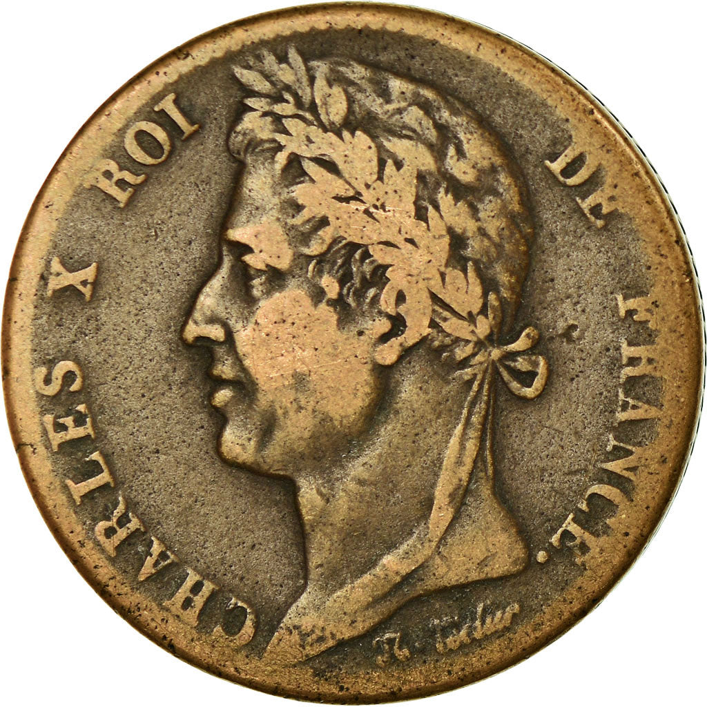 Coin, FRENCH COLONIES, Charles X, 10 Centimes, 1829, Paris, EF(40-45), Bronze