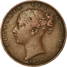Coin, Great Britain, Victoria, Farthing, 1840, EF(40-45), Copper, KM:725