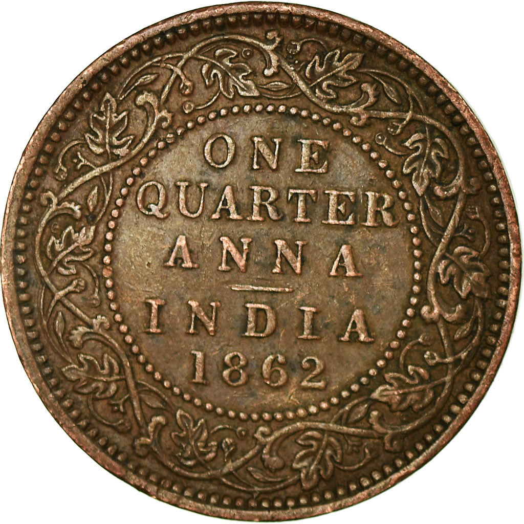 Coin, INDIA-BRITISH, Victoria, 1/4 Anna, 1862, EF(40-45), Copper, KM:467