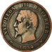 Moneta, Francia, 10 Centimes, 1854, Lille, MB+, Bronzo, KM:M25, Gadoury:251