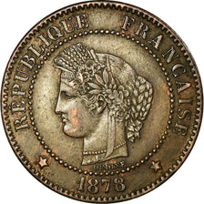 Moeda, França, Cérès, 2 Centimes, 1878, Paris, AU(50-53), Bronze, KM:827.1