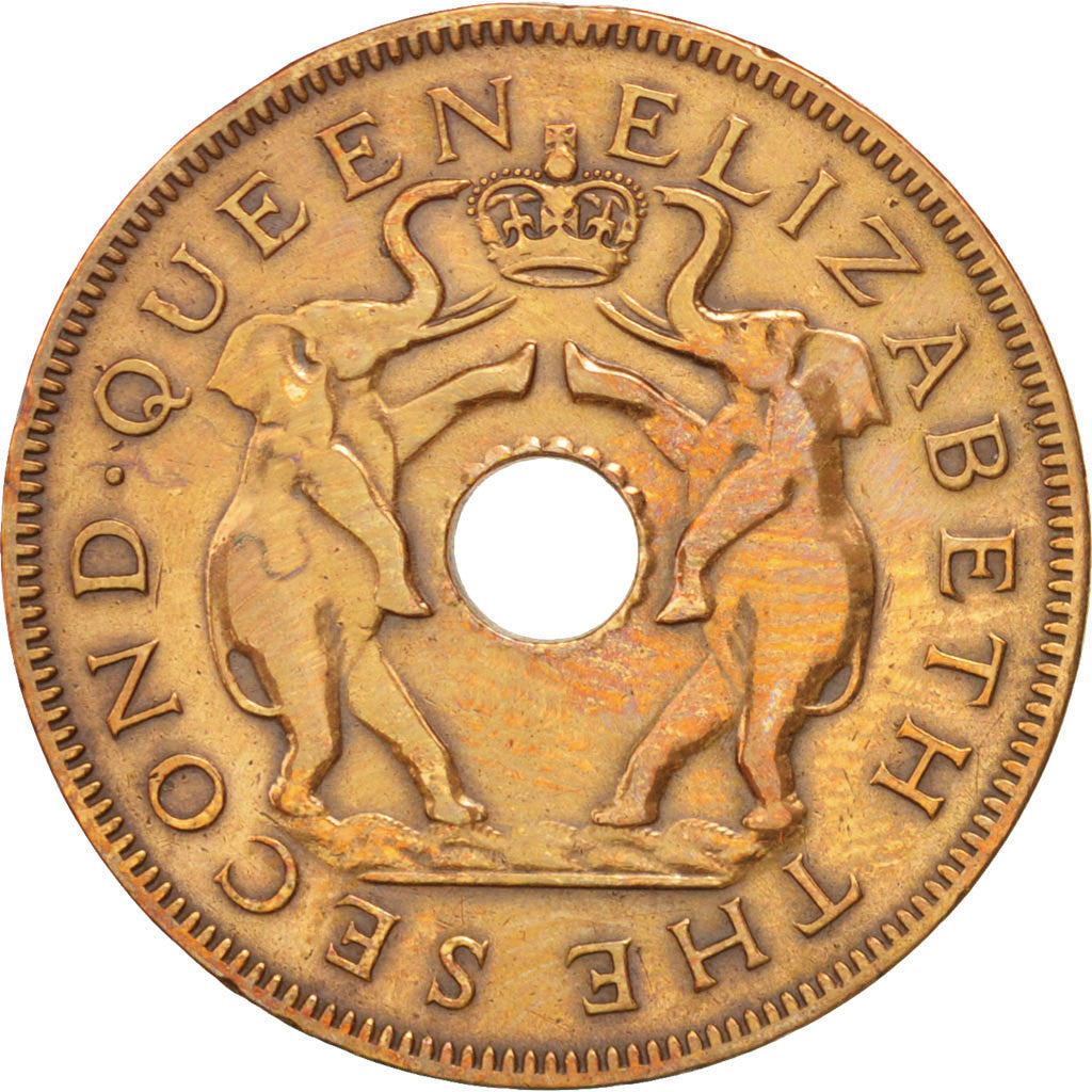 RHODESIA AND NYASALAND, Penny, 1956, British Royal Mint, KM #2, EF(40-45),...