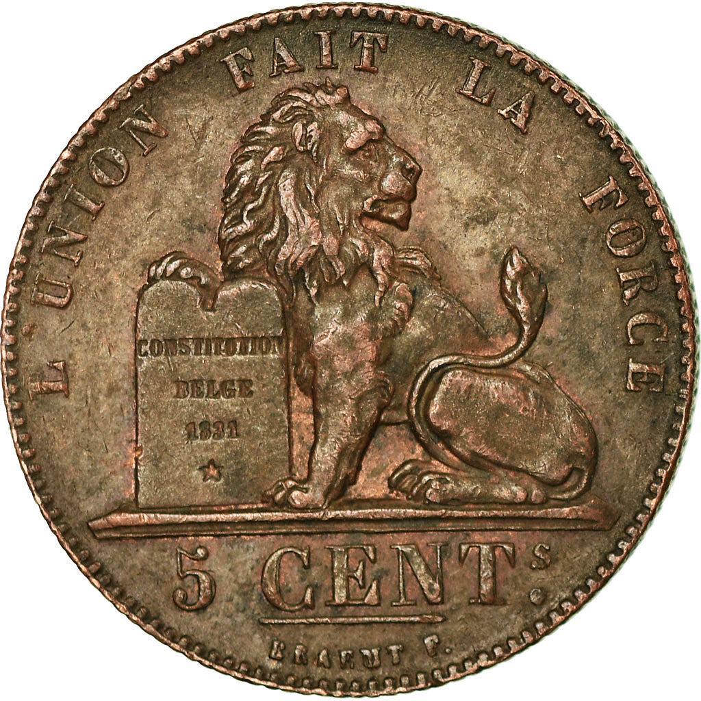 Coin, Belgium, Leopold I, 5 Centimes, 1853, EF(40-45), Copper, KM:5.1