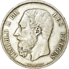 Moneta, Belgia, Leopold II, 5 Francs, 5 Frank, 1872, VF(30-35), Srebro, KM:24