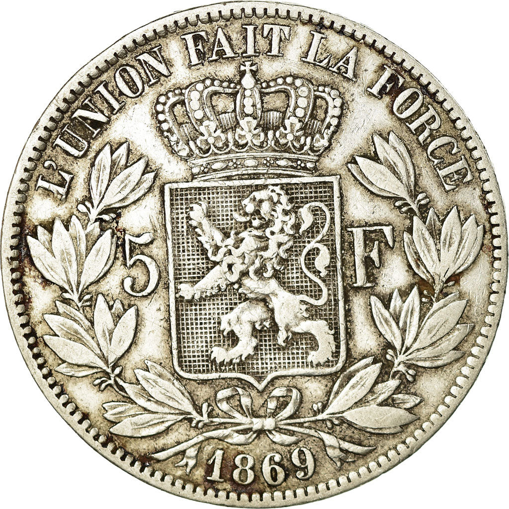 Coin, Belgium, Leopold II, 5 Francs, 5 Frank, 1869, VF(30-35), Silver, KM:24