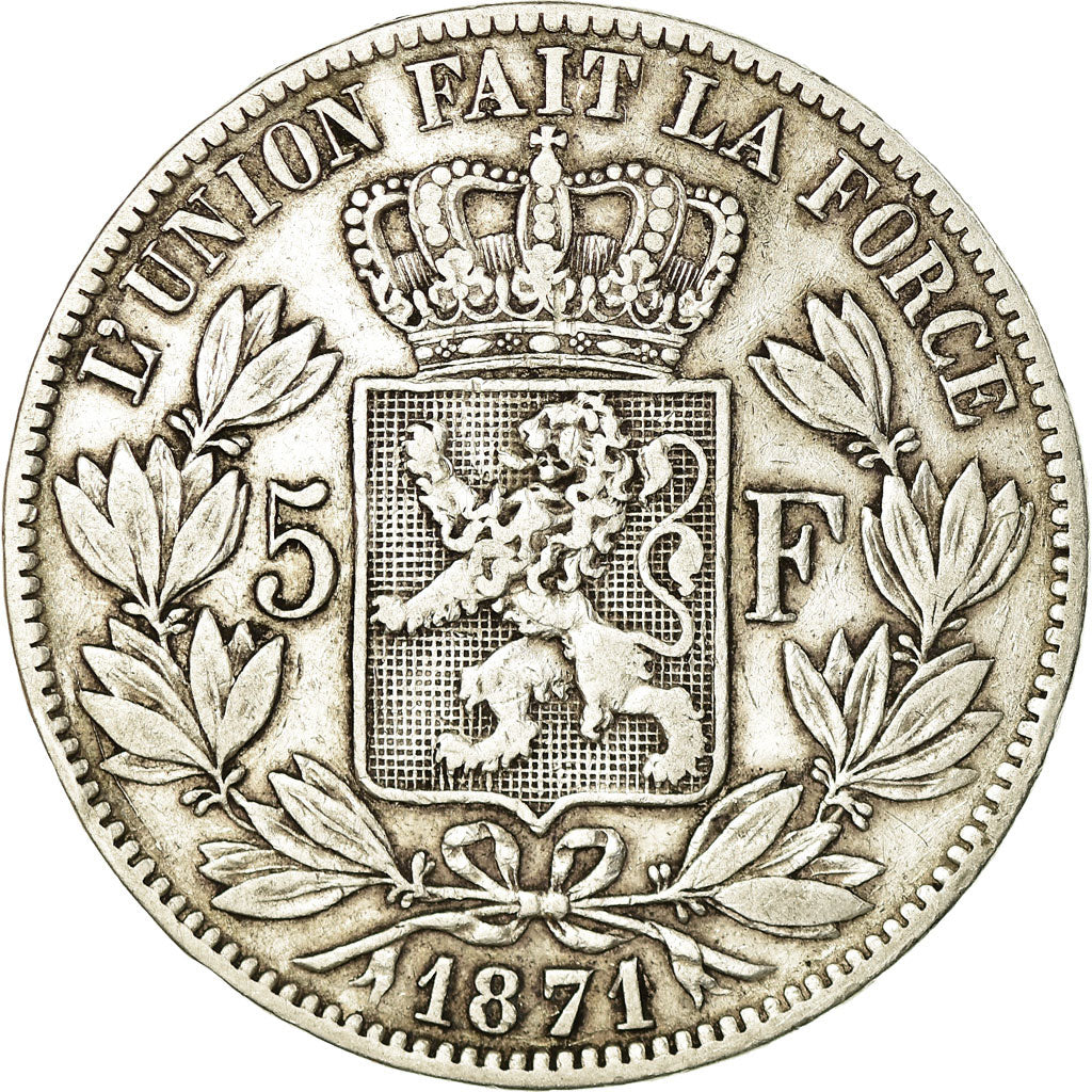 Coin, Belgium, Leopold II, 5 Francs, 5 Frank, 1871, VF(30-35), Silver, KM:24