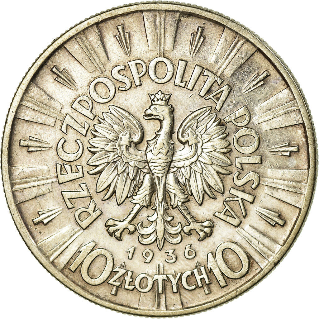 Coin, Poland, 10 Zlotych, 1936, Warsaw, EF(40-45), Silver, KM:29