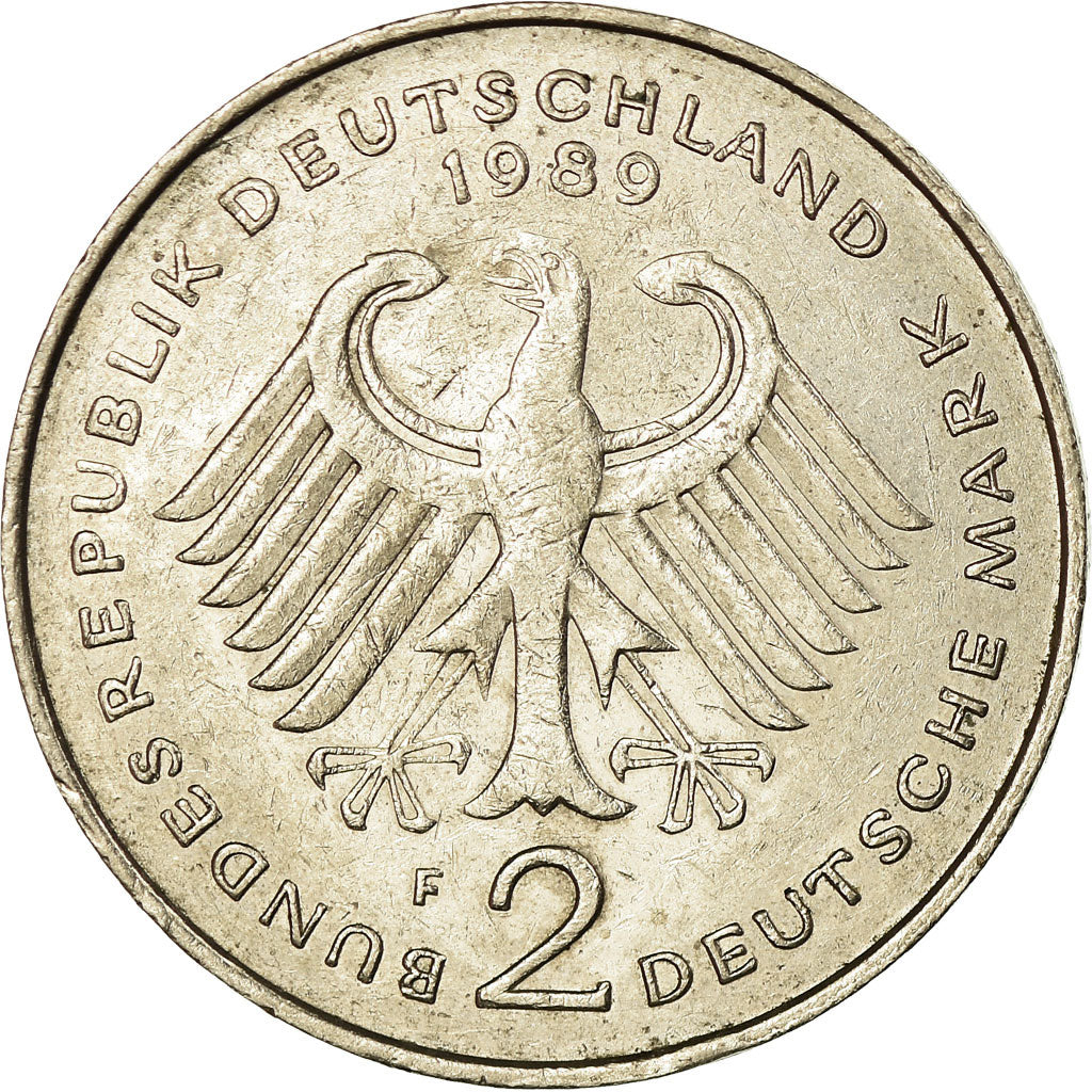 Coin, GERMANY - FEDERAL REPUBLIC, 2 Mark, 1989, Stuttgart, AU(50-53)