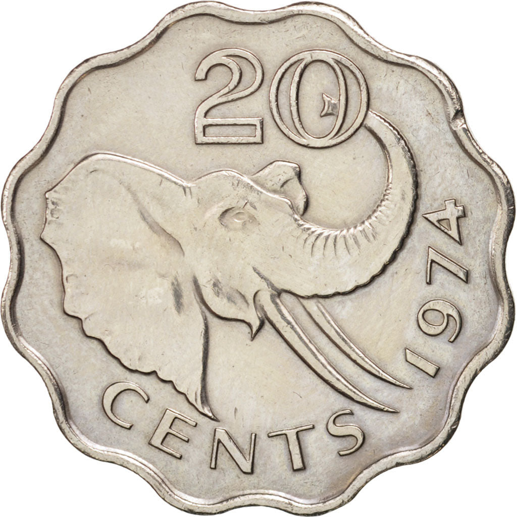 Münze, Swaziland, Sobhuza II, 20 Cents, 1974, VZ, Copper-nickel, KM:11