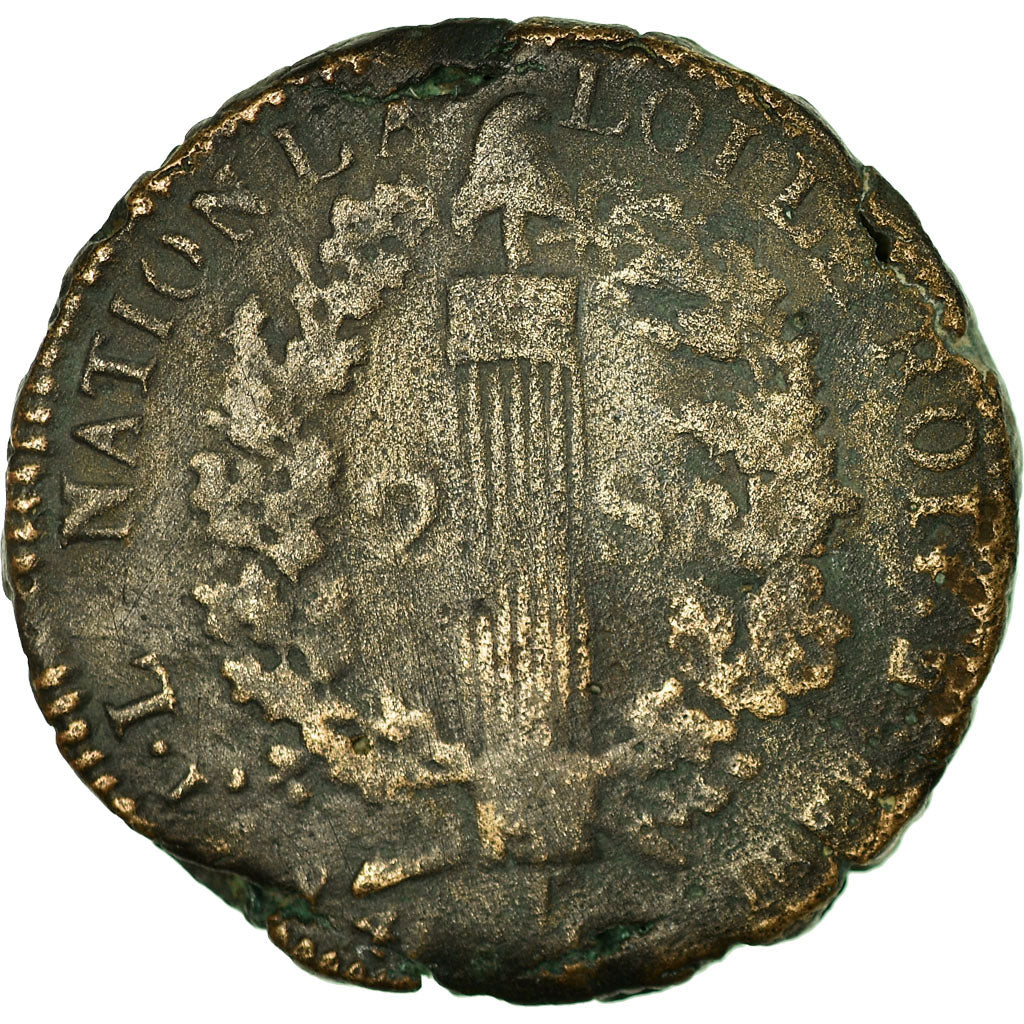 Moneda, Francia, 2 sols françois, 1792, Limoges, BC, Bronce, KM:603.7