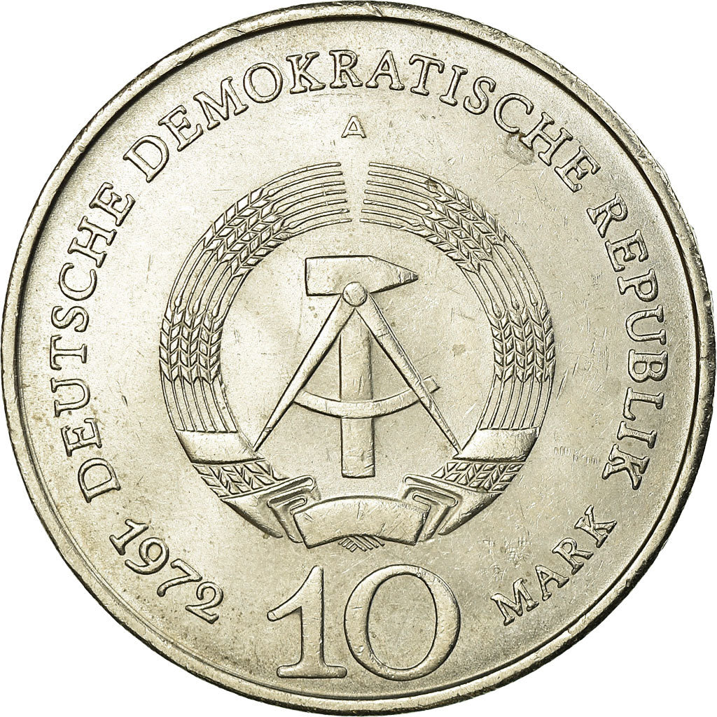 Coin, GERMAN-DEMOCRATIC REPUBLIC, 10 Mark, 1972, Berlin, AU(55-58),KM 38
