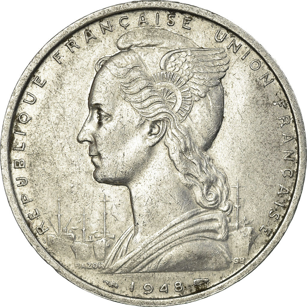 Moneta, Costa francese dei somali, 5 Francs, 1948, Paris, BB, Alluminio, KM:6