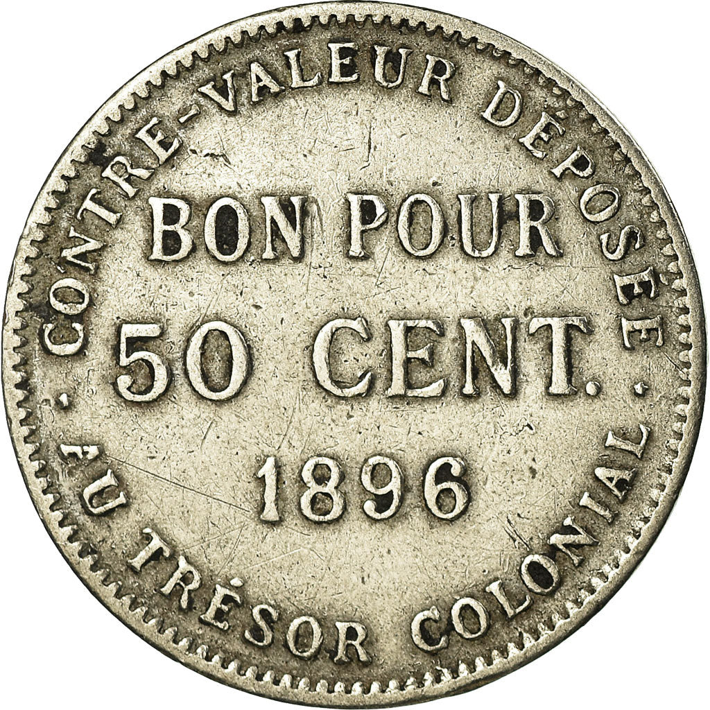 Coin, Réunion, 50 Centimes, 1896, VF(30-35), Copper-nickel, KM:4, Lecompte:41