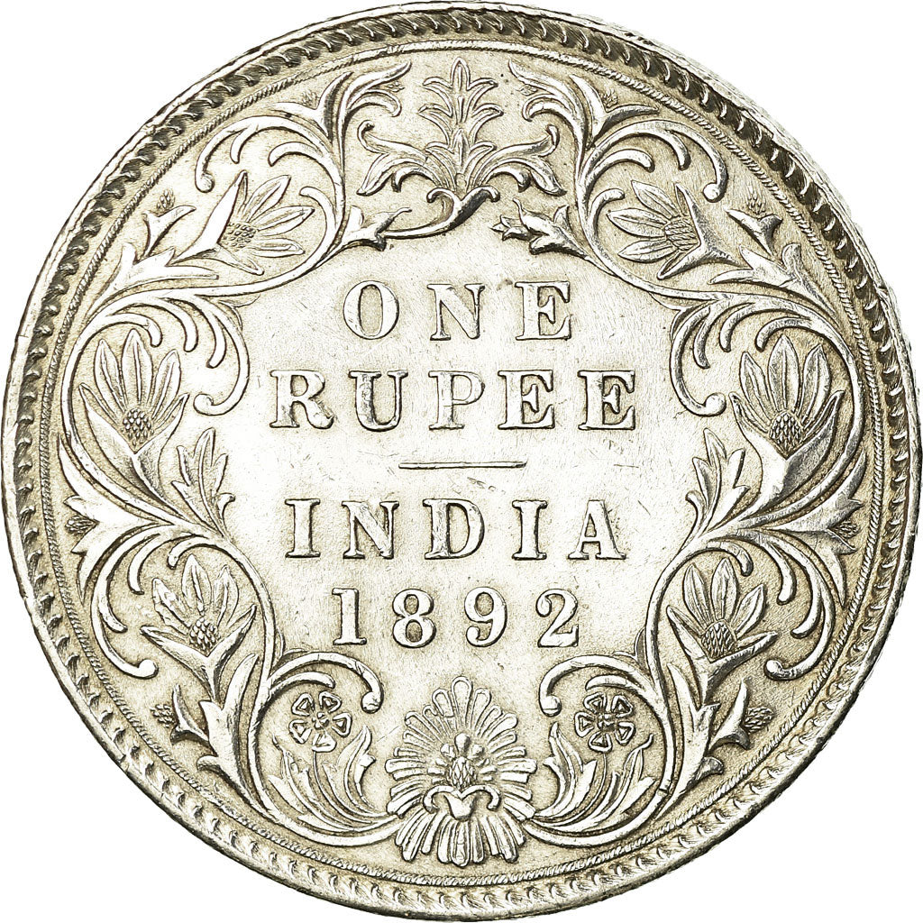 Coin, INDIA-BRITISH, Victoria, Rupee, 1892, AU(50-53), Silver, KM:492