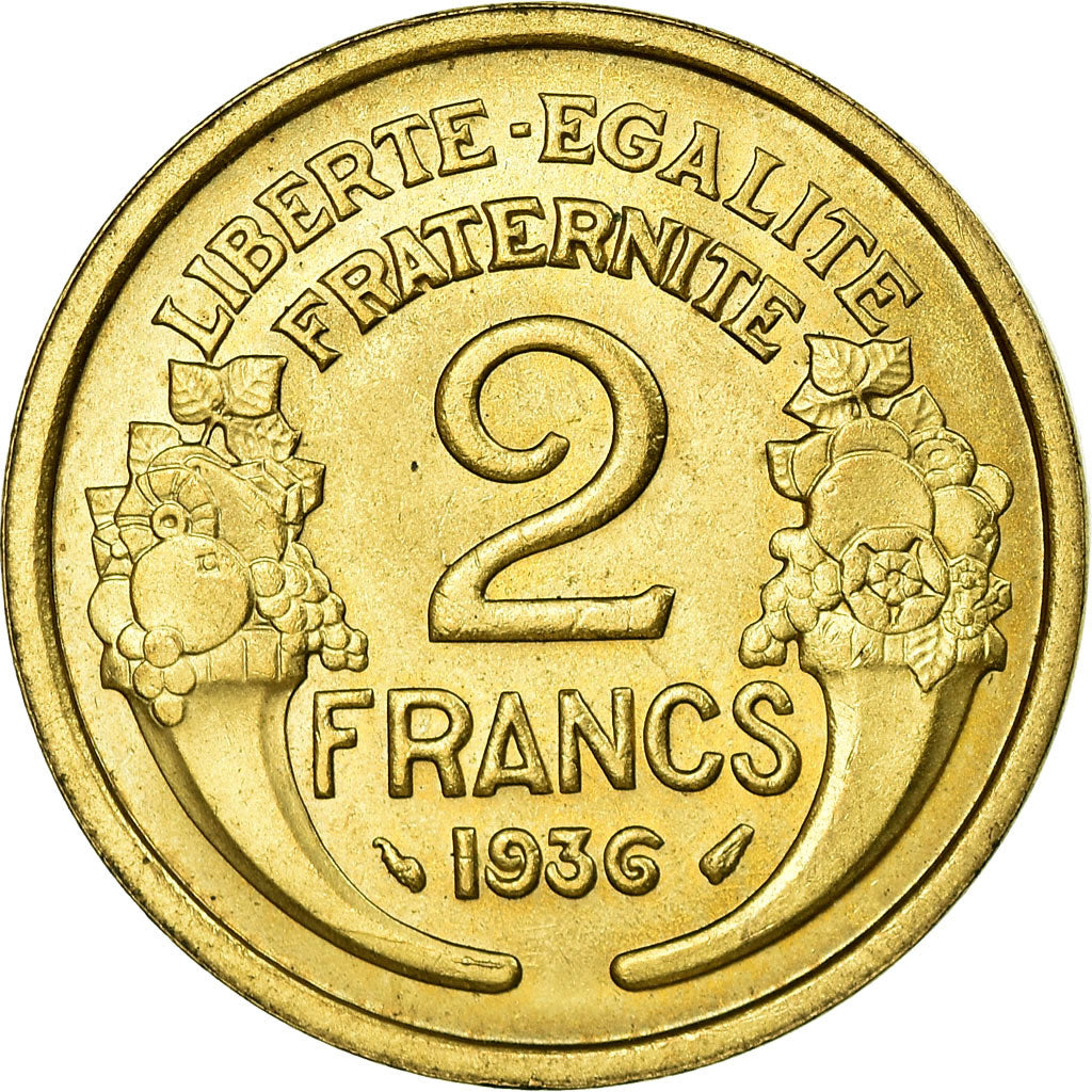 Coin, France, Morlon, 2 Francs, 1936, AU(55-58), Aluminum-Bronze, KM:886