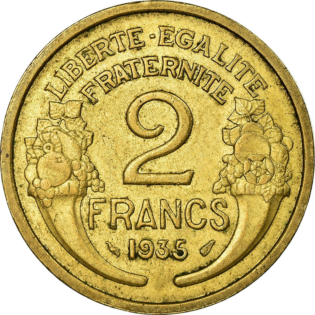 Moneda, Francia, Morlon, 2 Francs, 1935, MBC+, Aluminio - bronce, KM:886