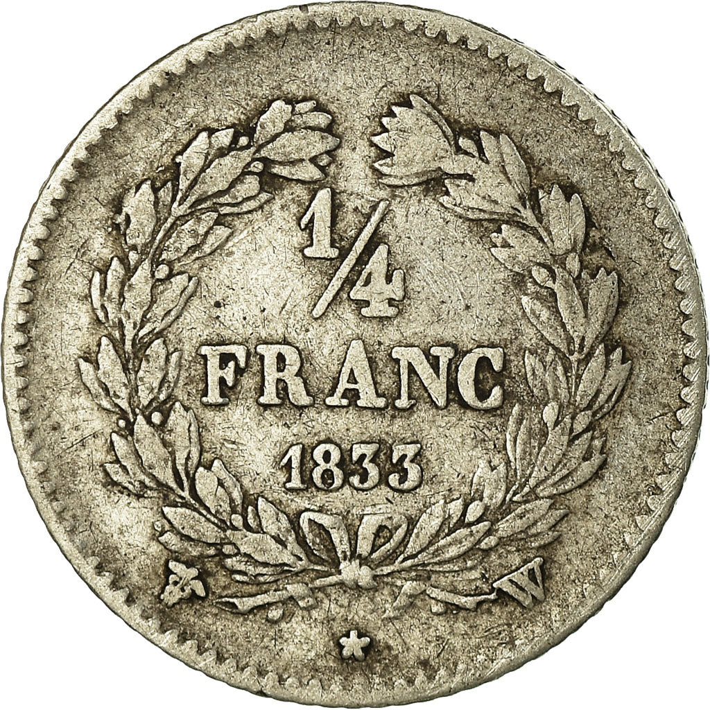Munten, Frankrijk, Louis-Philippe, 1/4 Franc, 1833, Lille, FR+, Zilver