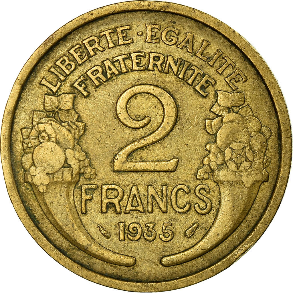 Coin, France, Morlon, 2 Francs, 1935, EF(40-45), Aluminum-Bronze, KM:886