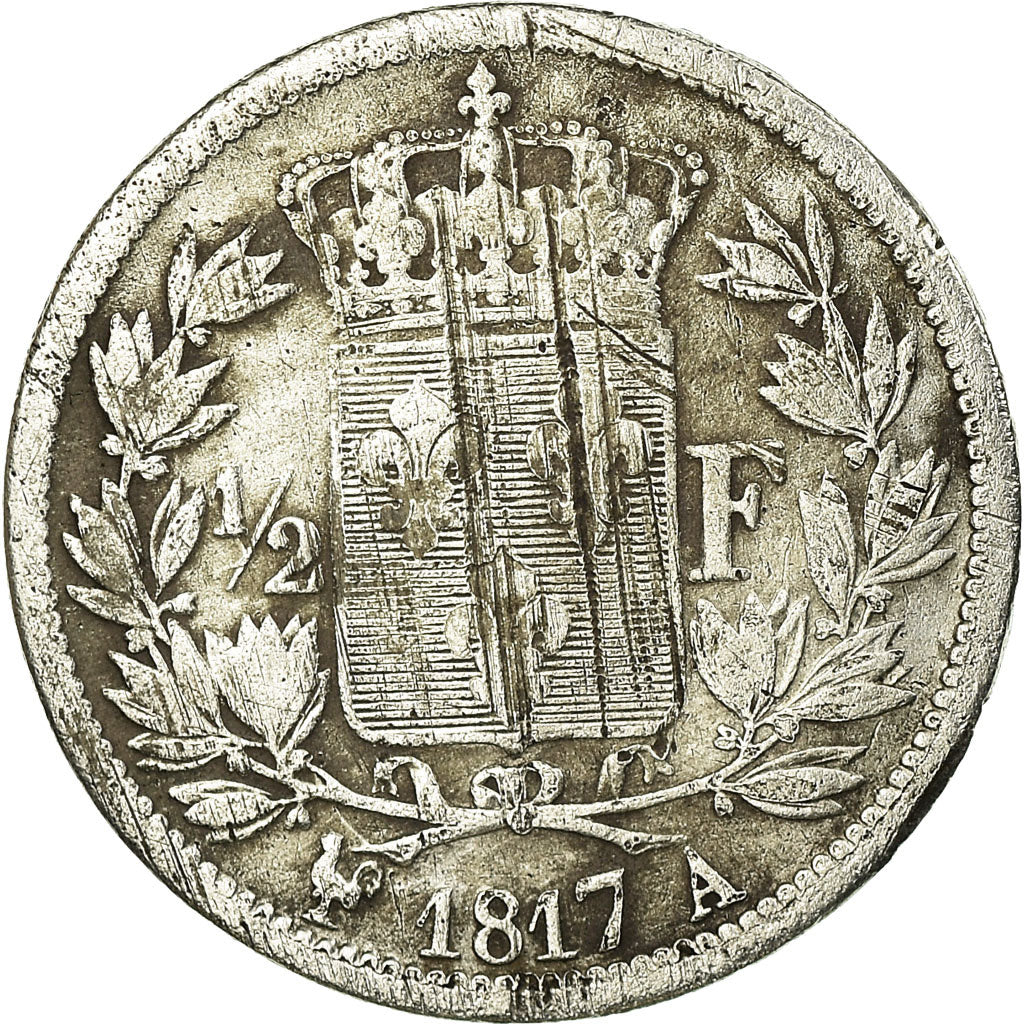 Munten, Frankrijk, Louis XVIII, 1/2 Franc, 1817, Paris, ZG+