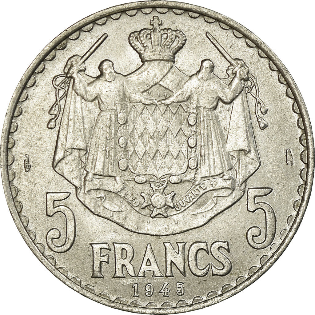 Monnaie, Monaco, Louis II, 5 Francs, 1945, TTB, Aluminium, Gadoury:MC135, KM:122
