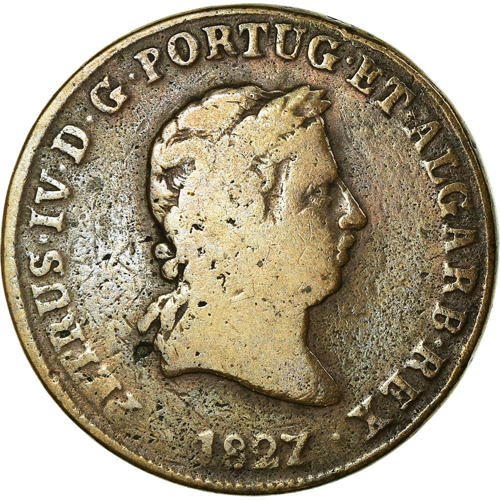 Coin, Portugal, Pedro IV, 40 Reis, Pataco, 1827, VF(20-25), Bronze, KM:373