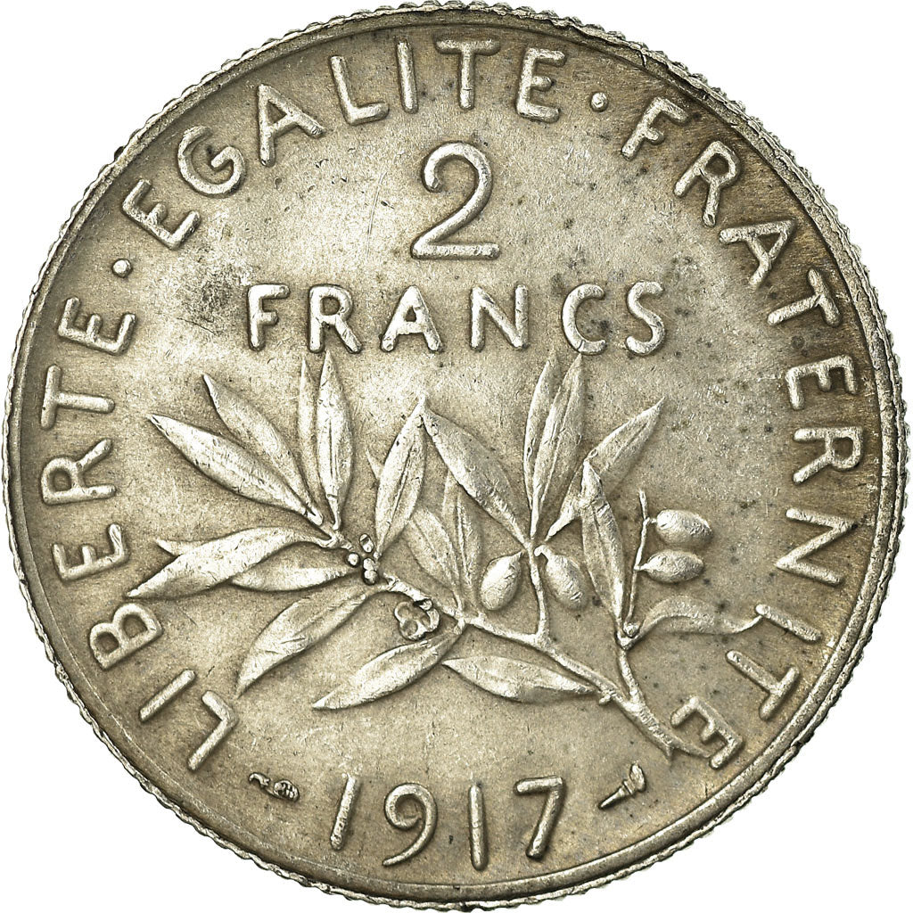 Coin, France, Semeuse, 2 Francs, 1917, Paris, EF(40-45), Silver, KM:845.1