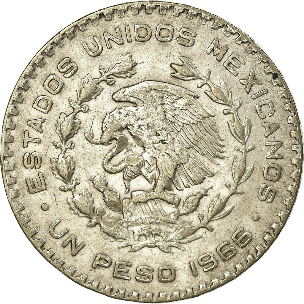 Coin, Mexico, Peso, 1966, Mexico City, AU(50-53), Silver, KM:459