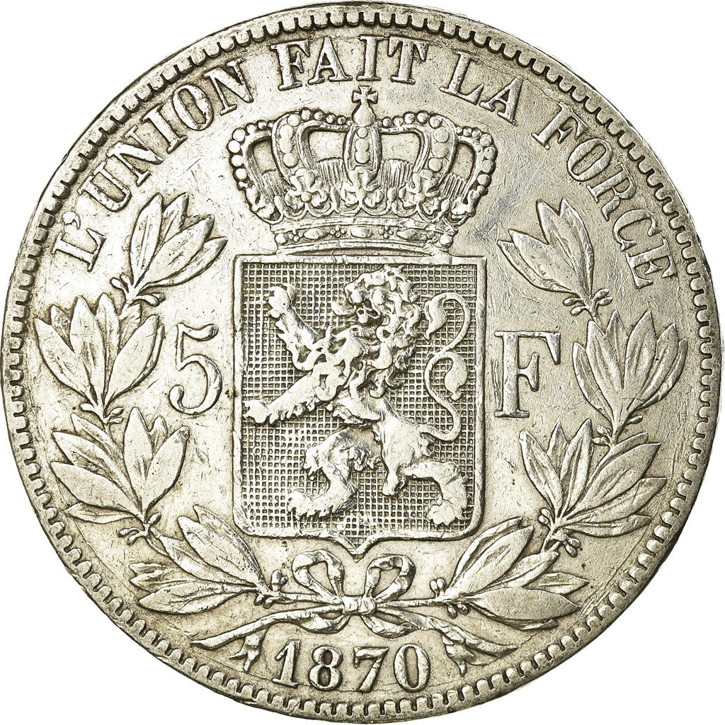 Coin, Belgium, Leopold II, 5 Francs, 5 Frank, 1870, EF(40-45), Silver, KM:24