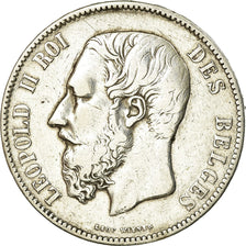 Coin, Belgium, Leopold II, 5 Francs, 5 Frank, 1876, EF(40-45), Silver, KM:24