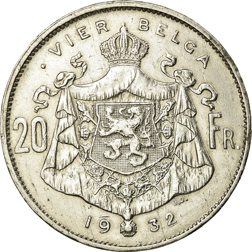 Moneta, Belgio, 20 Francs, 20 Frank, 1932, BB, Nichel, KM:102