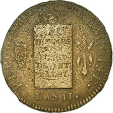 Münze, Frankreich, 2 sols aux balances daté, 1793, Limoges, S, Bronze
