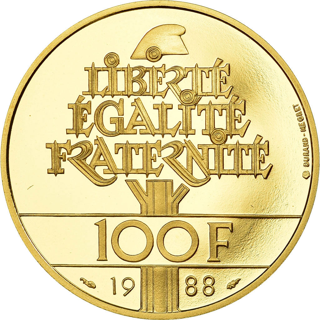 Moneda, Francia, 100 Francs, 1988, Proof, FDC, Oro, KM:966b, Gadoury:903