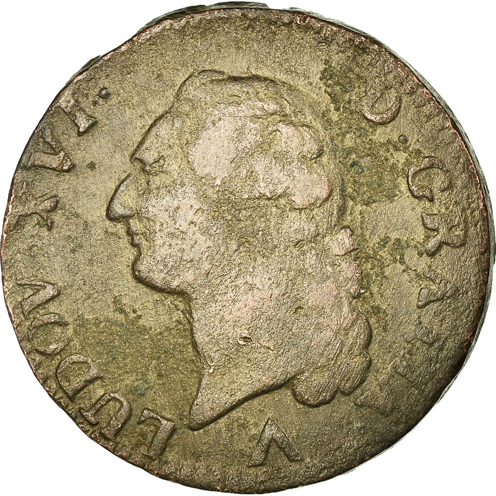 Moneda, Francia, Louis XVI, Sol ou sou, 1782, Lille, BC+, Cobre, KM:578.16