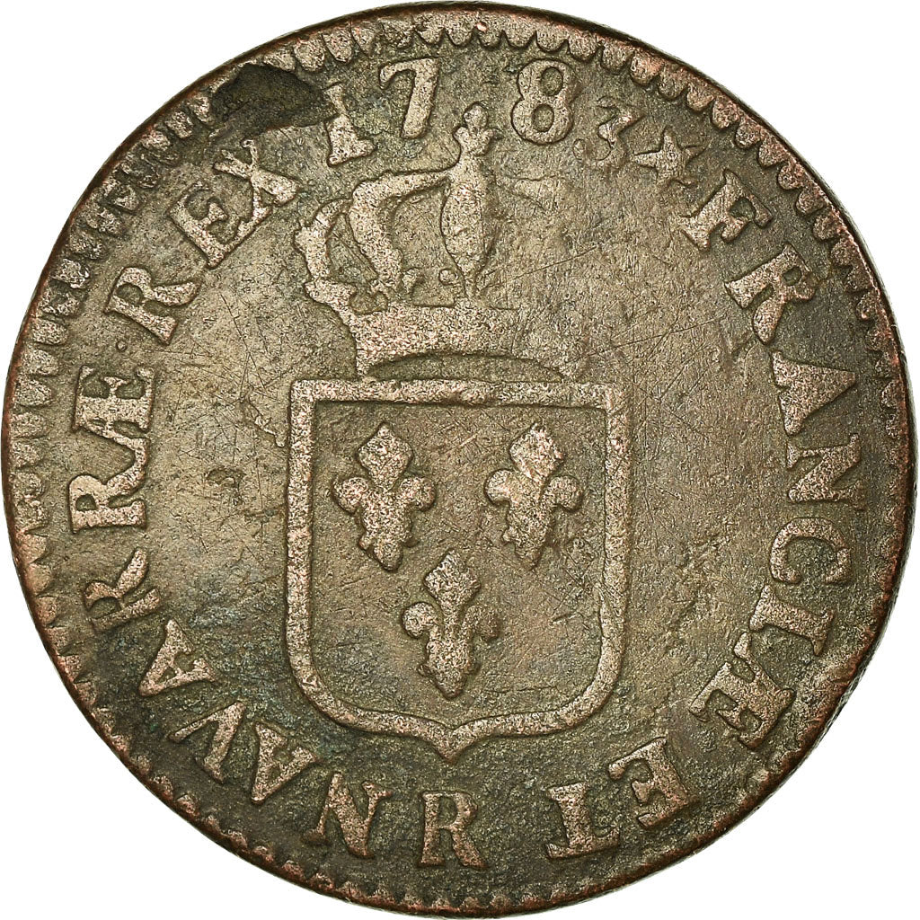 Münze, Frankreich, Louis XVI, Sol ou sou, 1783, Orléans, S, Kupfer
