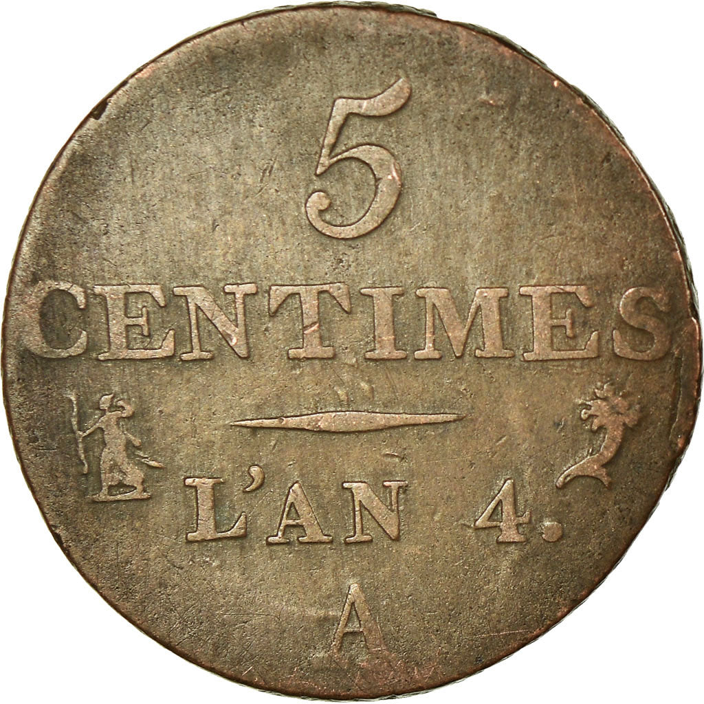 Coin, France, Dupré, 5 Centimes, AN 4, Paris, VF(30-35), Bronze, KM:635.1