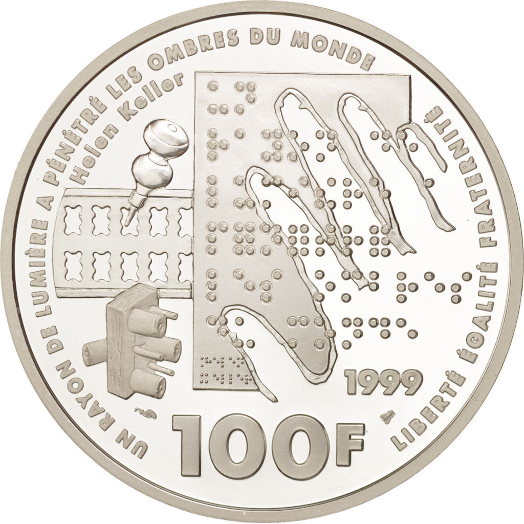 FRANCE, 100 Francs, 1999, Paris, KM #1295, MS(65-70), Silver, 36.7, Gadoury...