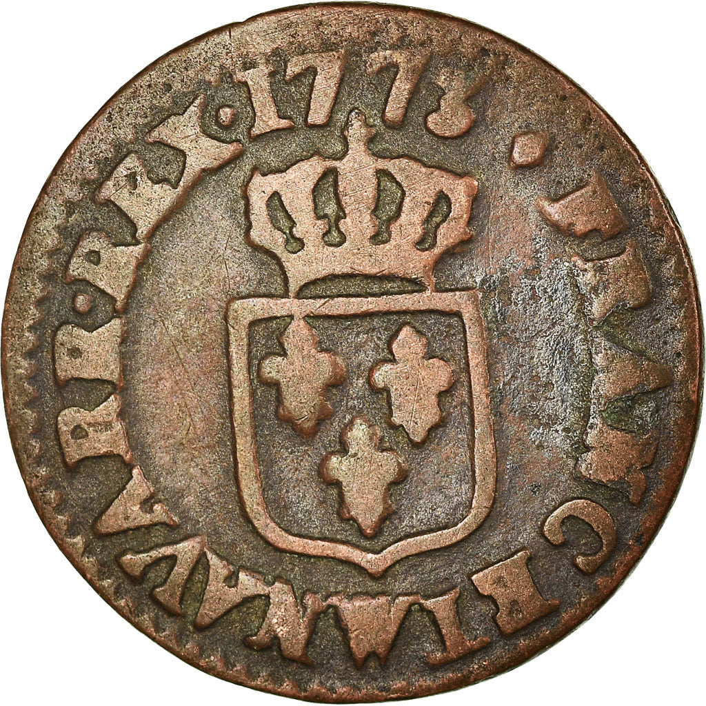 Monnaie, France, Louis XV, Liard à la vieille tête, 1773, Lille, TB, Gad 272