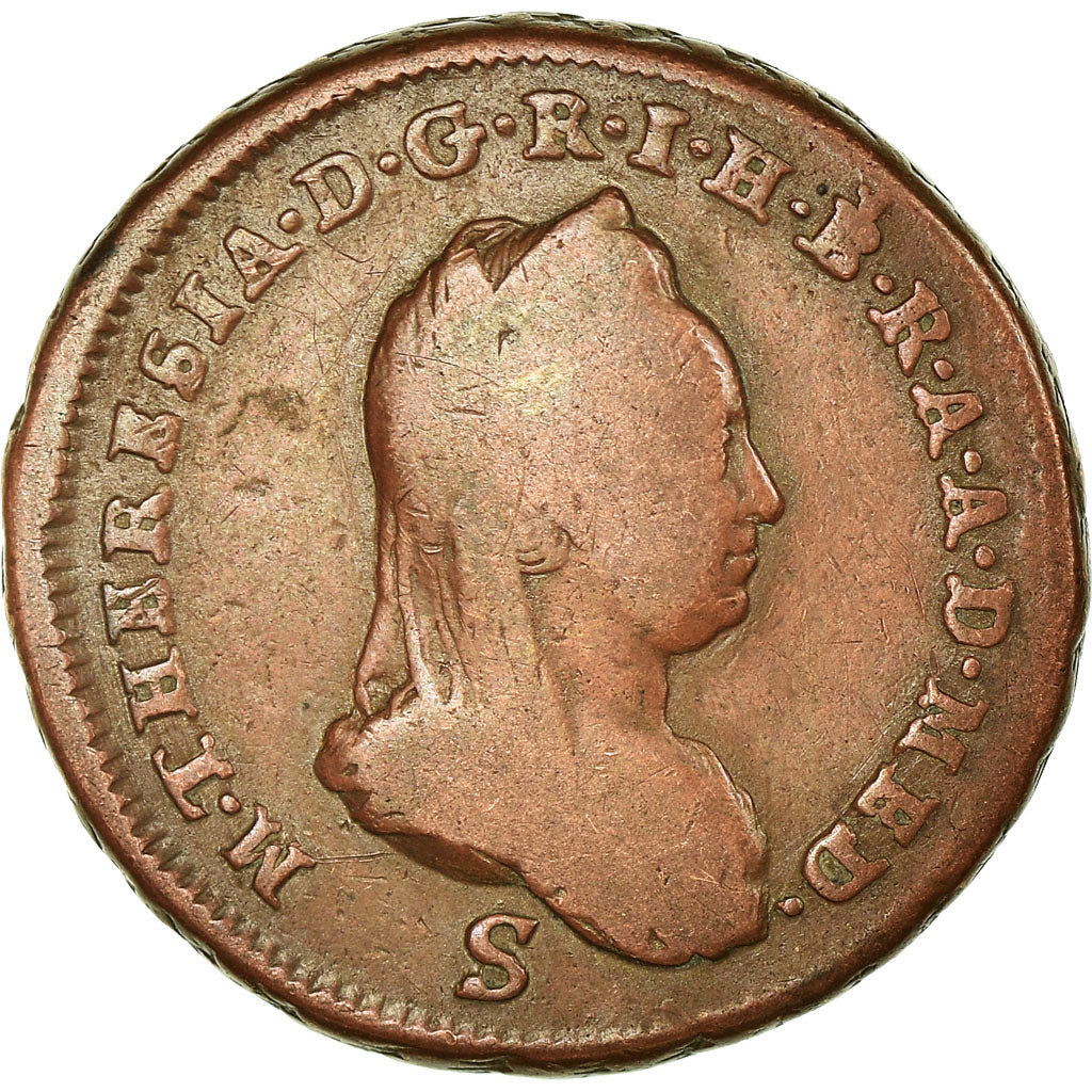 Moneda, Estados italianos, MILAN, Maria Theresa, Soldo, 1777, Milan, BC+, Cobre
