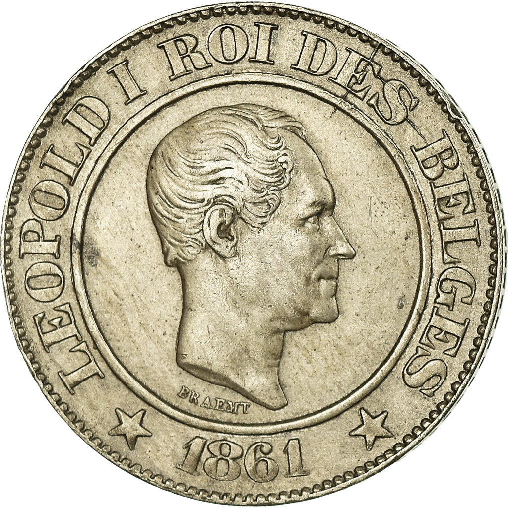Coin, Belgium, Leopold I, 20 Centimes, 1861, AU(50-53), Copper-nickel, KM:20