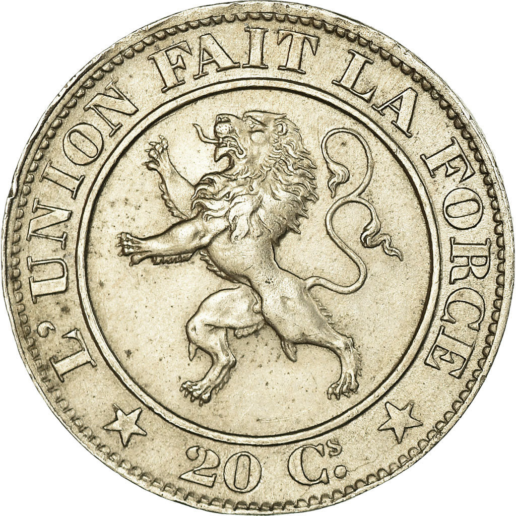 Coin, Belgium, Leopold I, 20 Centimes, 1861, AU(50-53), Copper-nickel, KM:20