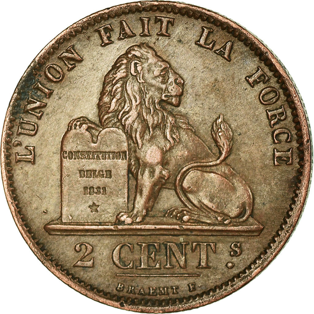 Coin, Belgium, Leopold II, 2 Centimes, 1873, AU(50-53), Copper, KM:35.1