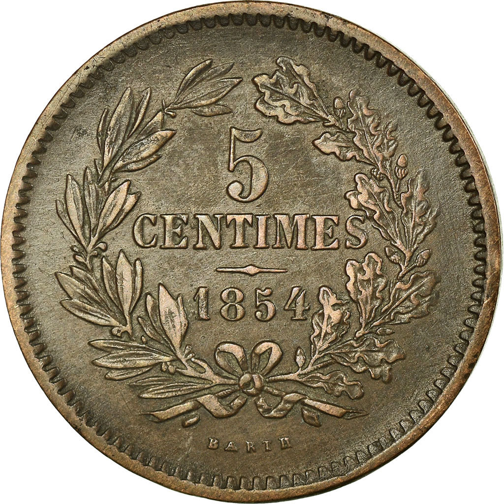 Coin, Luxembourg, William III, 5 Centimes, 1854, Utrecht, EF(40-45), Bronze