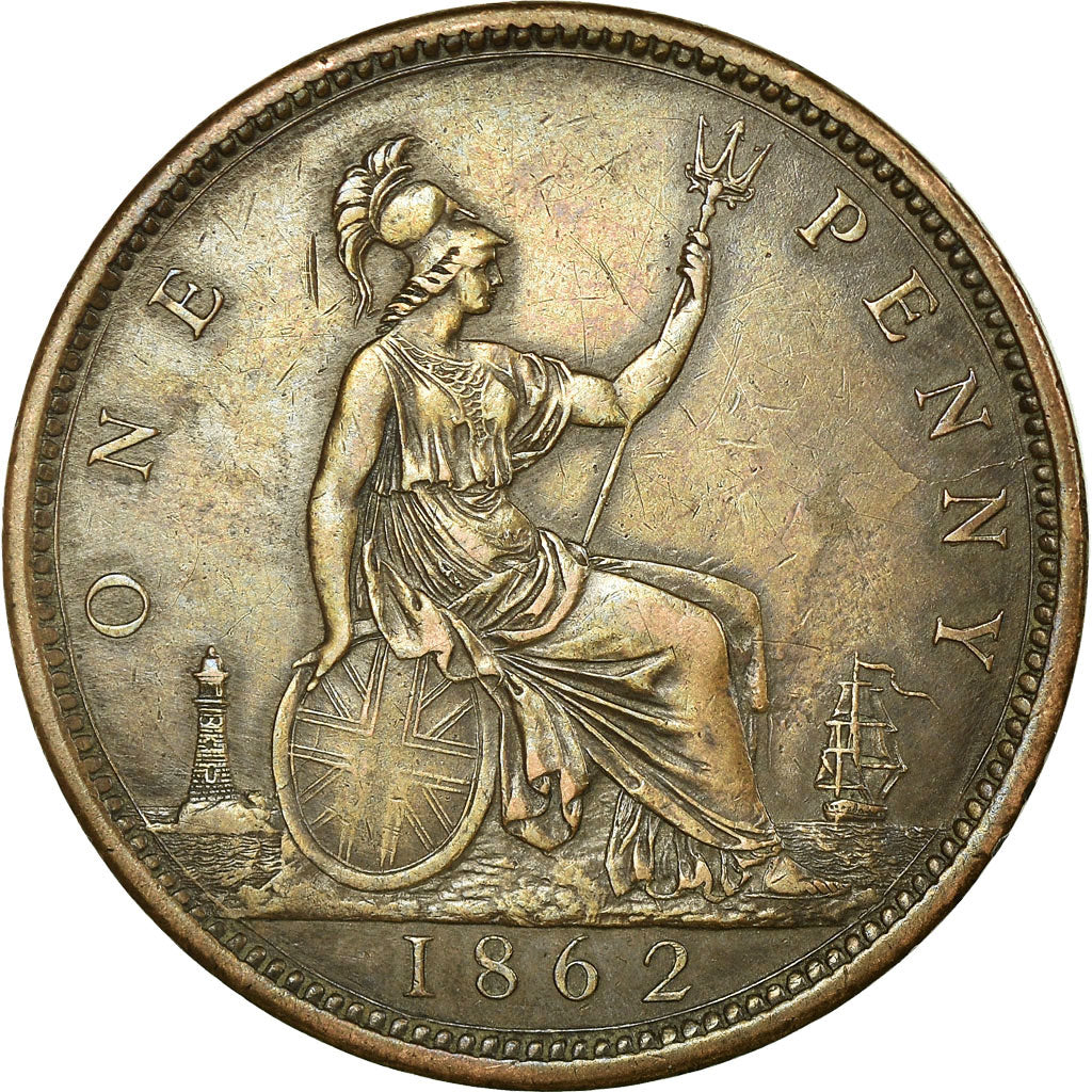 Coin, Great Britain, Victoria, Penny, 1862, EF(40-45), Bronze, KM:749.2