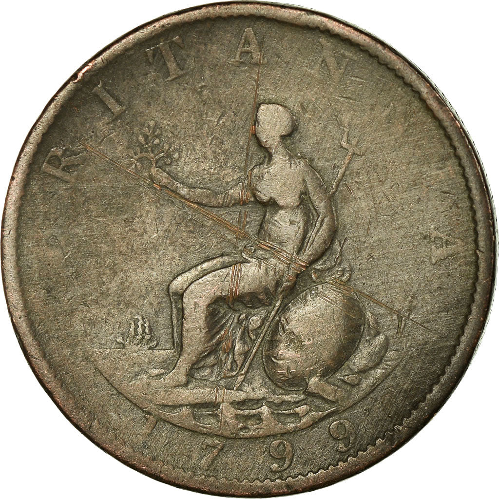 Coin, Great Britain, George III, 1/2 Penny, 1799, VF(20-25), Copper, KM:647
