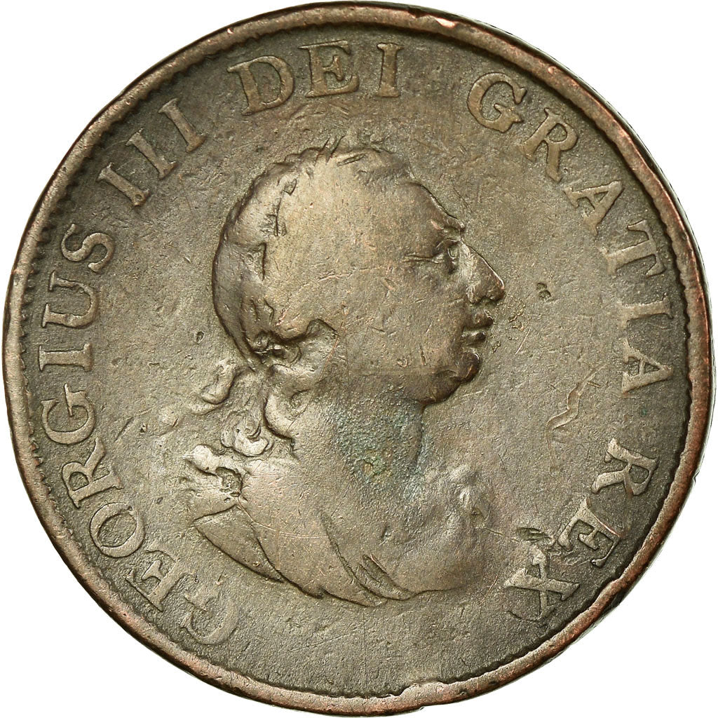 Coin, Great Britain, George III, 1/2 Penny, 1799, VF(20-25), Copper, KM:647