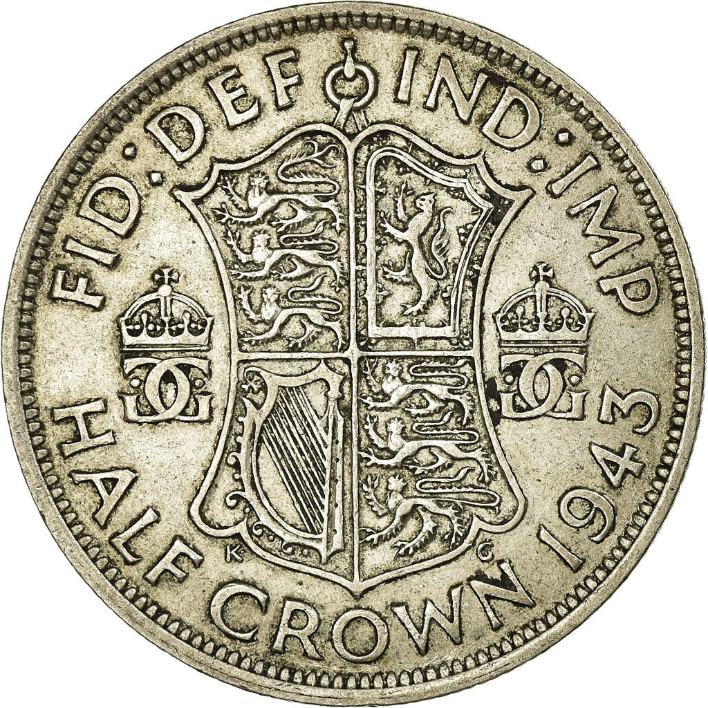 Coin, Great Britain, George VI, 1/2 Crown, 1943, EF(40-45), Silver, KM:856