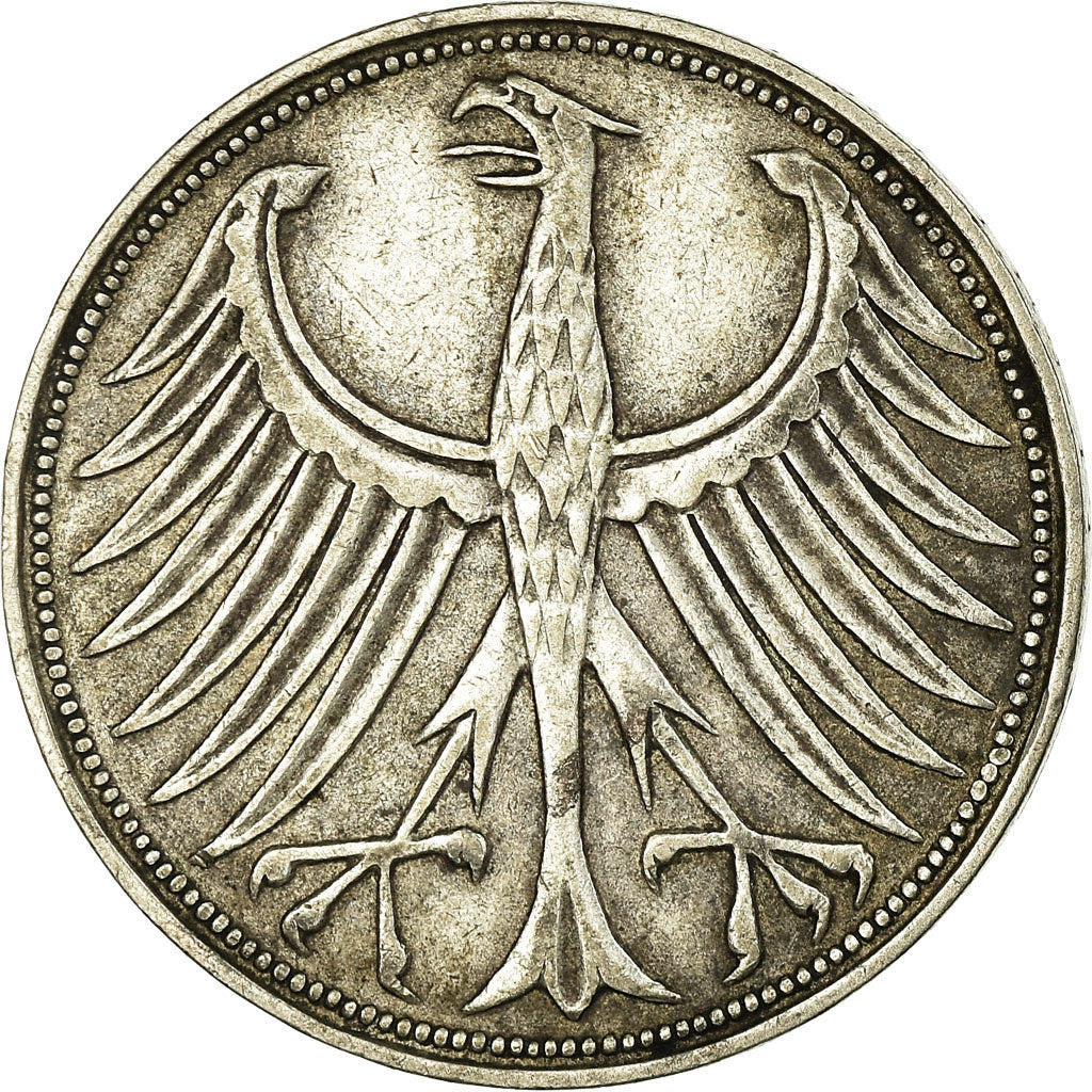 Coin, GERMANY - FEDERAL REPUBLIC, 5 Mark, 1951, Munich,EF(40-45),Silver,KM 112.1