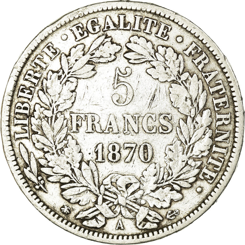 Coin, France, Cérès, 5 Francs, 1870, Paris, EF(40-45), Silver, KM:819