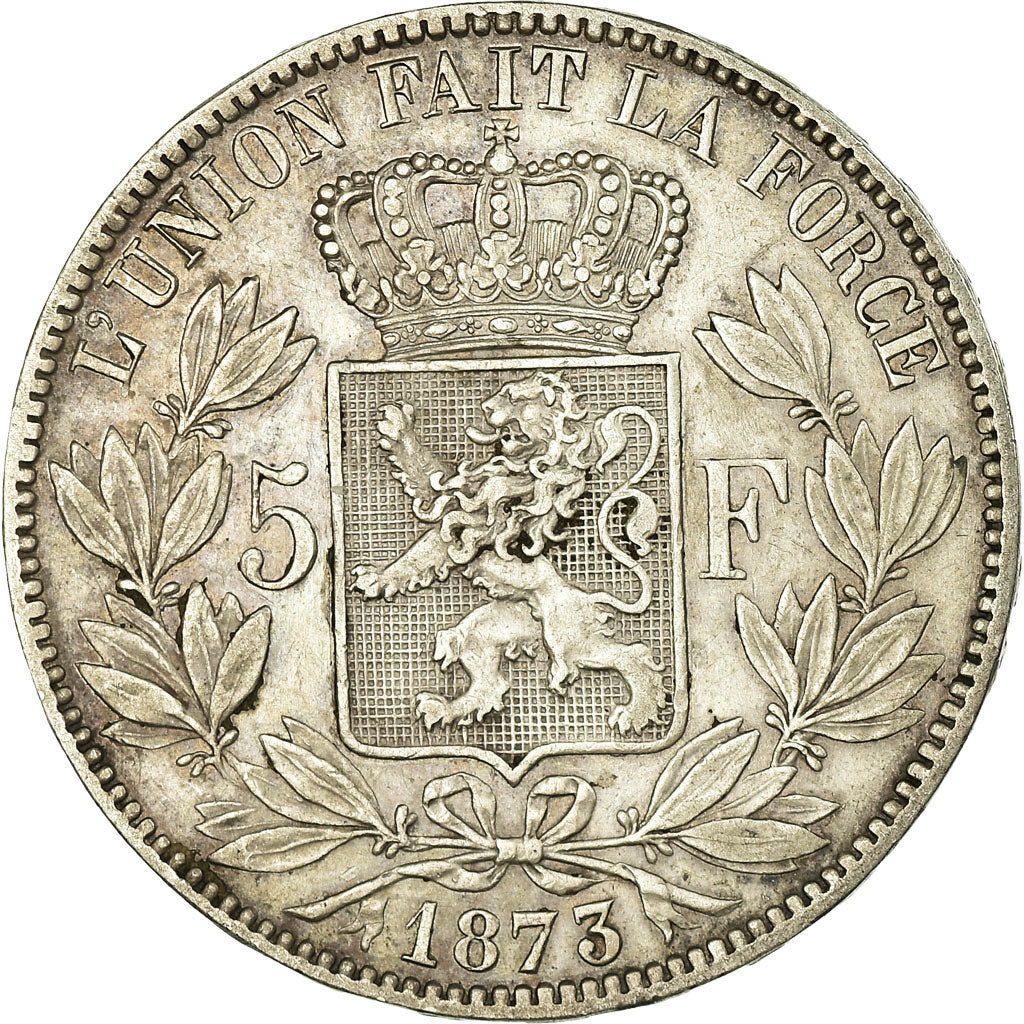 Coin, Belgium, Leopold II, 5 Francs, 5 Frank, 1873, EF(40-45), Silver, KM:24